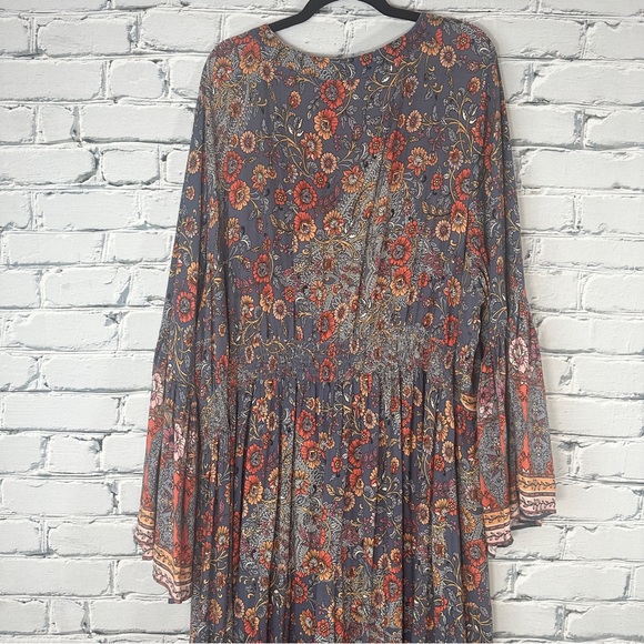 Aveology Floral Earth Angel Maxi Dress 22/24 Flare Sleeve Boho Southwestern - Picture 6 of 13
